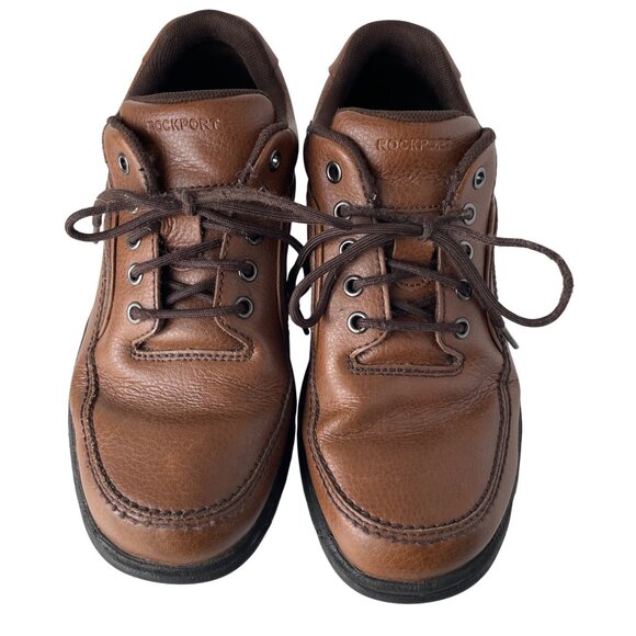 Rockport Mens Brown Leather Lace-Up Shoes Size 10M Durable Casual Footwear - Picture 1 of 11